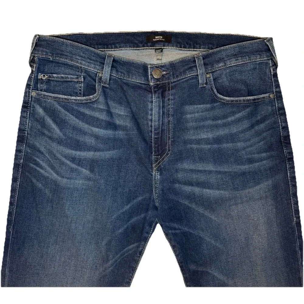 True Religion Rocco Relaxed Skinny Jeans Mens 36 Blue‎ Whiskered No Flap
